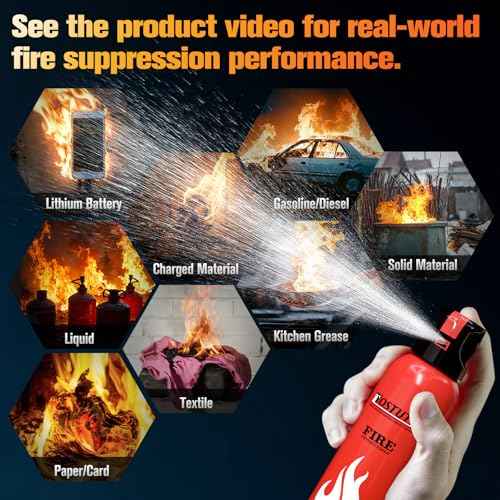 Upgraded 8-IN-1 Fire Extinguisher for Home Vehicle Car Kitchen Boat, Small Fire Extinguishers Spray with Mount for Class A B C K Fire, Portable Easy Clean (6 Pack)