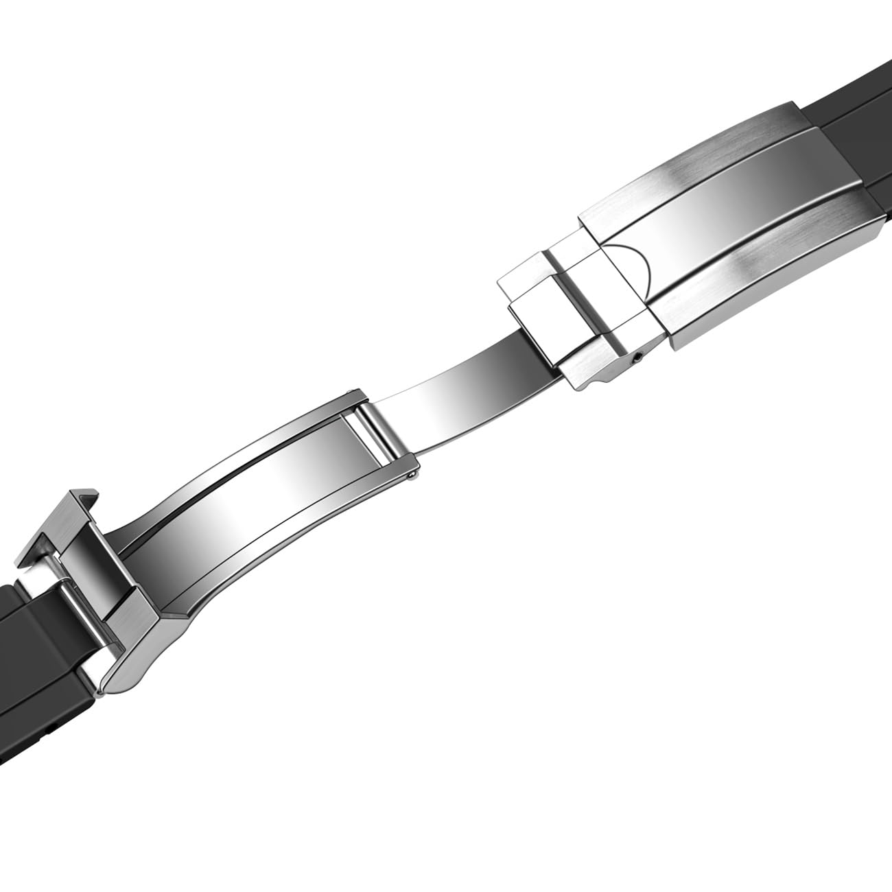 Juntan 21mm Curved End Rubber Watch Band, Tapered Silicone Curved Replacement Watch Strap for Men Women with Classic Diving Buckle Black
