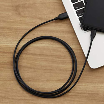 Amazon Basics 2-Pack USB-C to USB-A 2.0 Fast Charger Cable, 480Mbps Speed, USB-IF Certified, for Apple iPhone 16/15, iPad, Samsung Galaxy, Tablets, Laptops, 1.8 m, Black