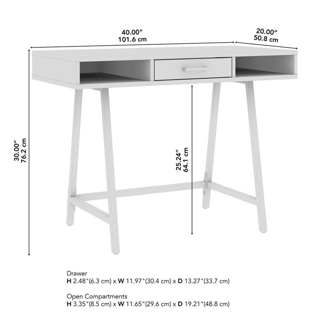 Bush Home Steele 40W Writing Desk in Reclaimed Pine | Compact Computer Table with Storage for Home Office, Study Room, or Entryway