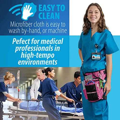 Nurse Fanny Pack w/Elastic Leg Band - Multi Compartment Waist Organizer Tool Bag for Students, Practitioners & Medical Professionals (Precision Pink)