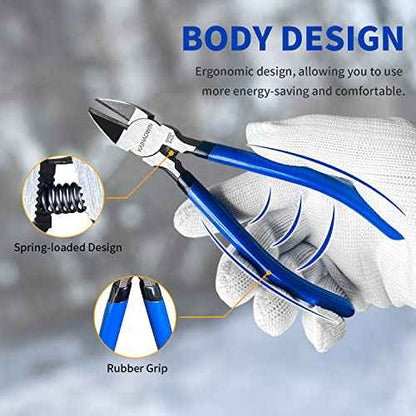 Wire Cutters 6 Pack, KAIHAOWIN 6 inch Dikes Small Wire Cutters Flush Cutters Wire Snips Clippers Diagonal Cutters Side Cutters Cutting Pliers for Crafting