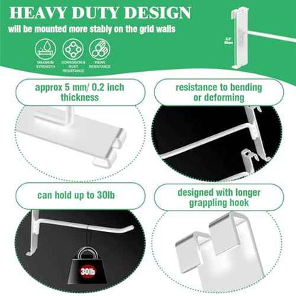 40Pcs 4" 6" 8" 10" Gridwall Display Hooks Assortment Set, White Metal Grid Wall Panel Hanging Display Hook for Garage Shop Retail Storage, Wire Diameter 5mm// 0.2¡°