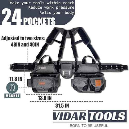 Tool belt,Tool Belts for Men with Suspenders and Magnetic Tool Pouch.Heavy Duty Carpenter/Construction Tool Belt.