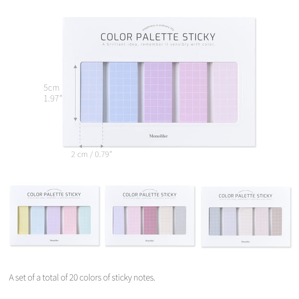 Monolike Color Palette Sticky Grid 500 B Set 4p - Self-Adhesive Memo Pad 30 Sheets