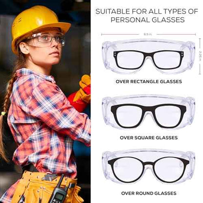 SAFE HANDLER BISON LIFE Diamont Vented Over Glasses Safety Glasses | Meets ANSI Z87.1, Impact Resistant Polycarbonate Lens
