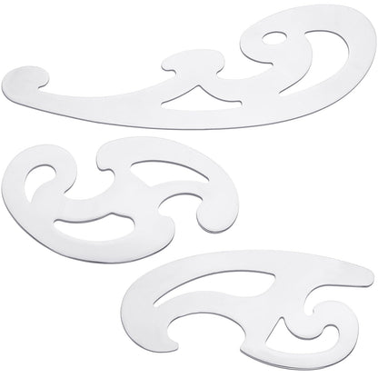 Fulmoon 3 Pcs Stainless Steel French Curve Ruler for Sewing Tools Metal Drafting Stencils Reusable Drafting Templates Drawing Ruler for Leather Craft Professional Drawing Rulers