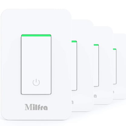 Milfra Smart Light Switch-Smart WiFi Switch 2.4Ghz Compatible with Alexa, Google Assistant,Remote Control/Voice Control and Schedule, Neutral Wire Required, Single-Pole, No Hub Required (4 Pack)