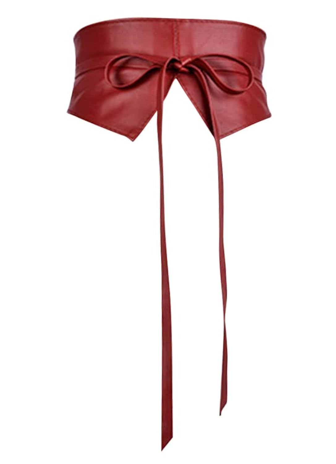Block Garden Women Lace Up Tied Corset Belt Soft Leather Wide Cinch Belt Waspie (01 Red)