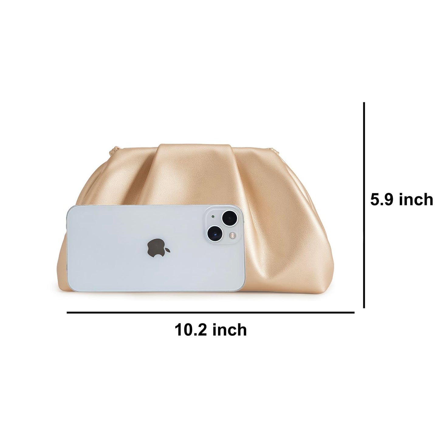 Huralona Dressy Pleated Vegan Leather Clutch Purse Bag for Women Super Chic Soft PU Evening Purse Handbag (Beige)