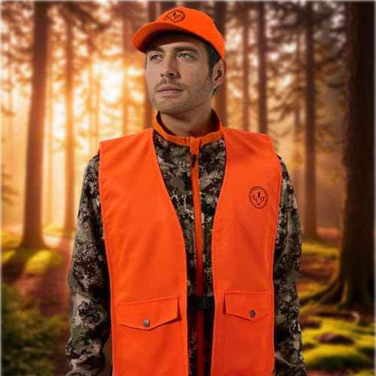 BASSDASH Blaze Orange Hunting Safety Vest & Baseball Hat Unisex Highly Visible Water Resistant Quick Dry for Fishing Hiking
