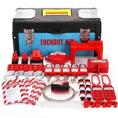 WUWEOT Lockout Tagout Kit, Electrical Safety Loto Kit Includes Clamp-On Circuit Breaker Lockout, Padlocks, Hasps, Plug Lock, Cable Lockout, Ball Valve Lockout, Tool Box, Tag Out Tags and Ties Set