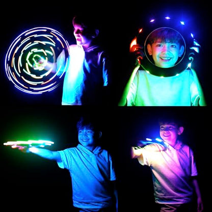 TOSY Flying Ring - 16 Million Color RGB LEDs, Super Bright, Lost Mode, Auto Light Up, Camping Essentials for Kids/Teens/Boy/Girl, Safe & Soft, Waterproof, Pool/Beach Games, Lightweight Toy