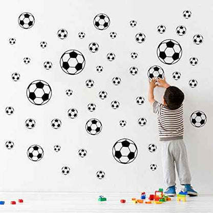 52 Pcs Soccer Stickers, Easy to Peel and Stick Soccer Balls Wall Stickers, Wall Art DIY Football Decor Decals for Kids Room, Boys Teen Girl Bedroom Playroom Living Room Window Door Decoration