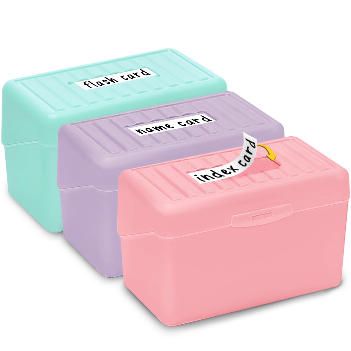 H4D Index Card Holder 3x5, Index Card Box Organizer Case, 3x5 Flash Note Card Holder, 3 Packs (Pastel Colors)