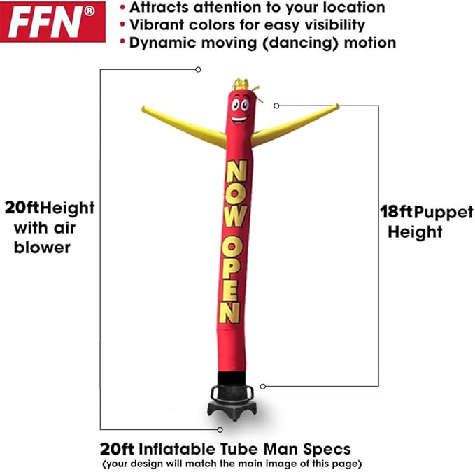 Now Open Advertising 18 Foot Tall Inflatable Tube Man Air Powered Waving Puppet, Air Blower Motor Included Dancer by Feather Flag Nation