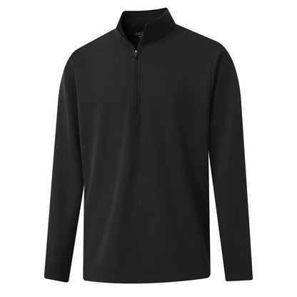 Rouen Mens Quarter Zip Pullover Performance Solid Casual Golf Long Sleeve Half Zip Pullover Sweatshirts for Men Black