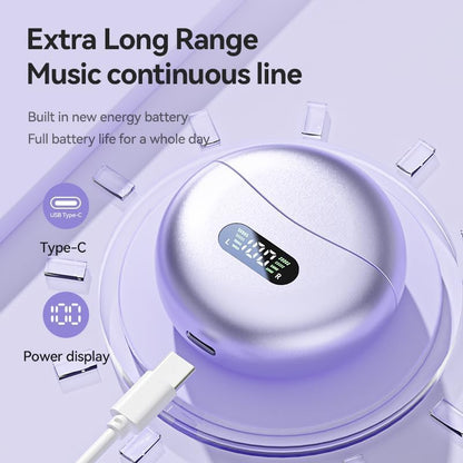 EXECCZO Ear Clip Earbuds Mini Open Ear Headphones Wireless Bluetooth Earphones for Sport Workout Driving Walking Running Compatible with iPhone Android (Purple)
