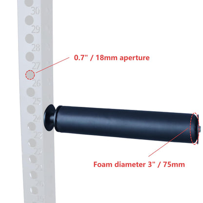 CONBUT Single Leg Squat Roller / Nordic Hamstring Curl for Squat Rack Power Rack Attachments, Bulgarian Split Squat for Workout Equipment Home Gym Accessories （Foam diameter 3" / 75mm , for 0.7" / 18mm aperture)