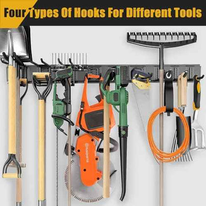 Heavy Duty Garage Wall Organizer with 700LB Capacity, 48Inch Garage Tool Organizer Wall Mount and Garden Tool Organizer with Adjustable Tool Rack for Garage Shed Yard Storage
