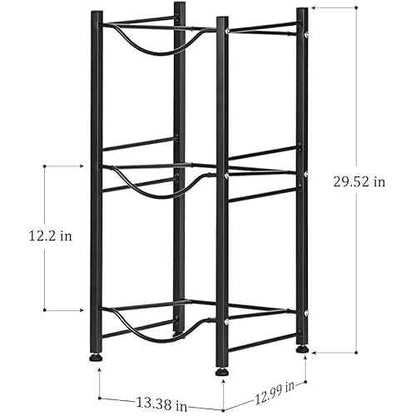 LIANTRAL 5 Gallon Water Bottle Rack - Detachable Heavy Duty 3-Tier Stand for Home, Office (Black)