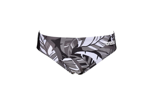 ARENA Men’s Tropical Swim Brief Chlorine Resistant Quick Dry Training & Racing Suit for Competitive Swimmers, Black-Black Multi, Size 22