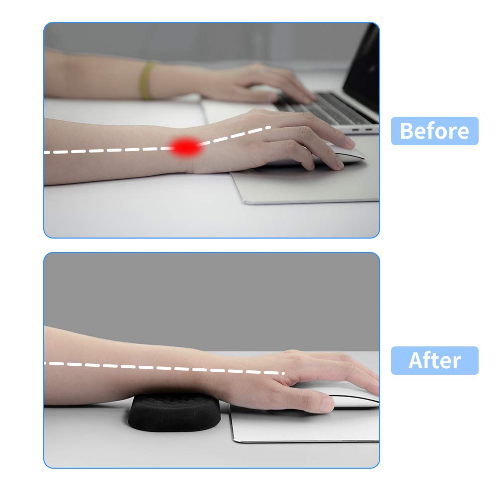 Vaydeer Mouse Wrist Rest Pad, Memory Foam Hand Rest Support Padded for Office, Computer, Laptop, Typing and Wrist Pain Relief and Repair (5.91 inch, Black)