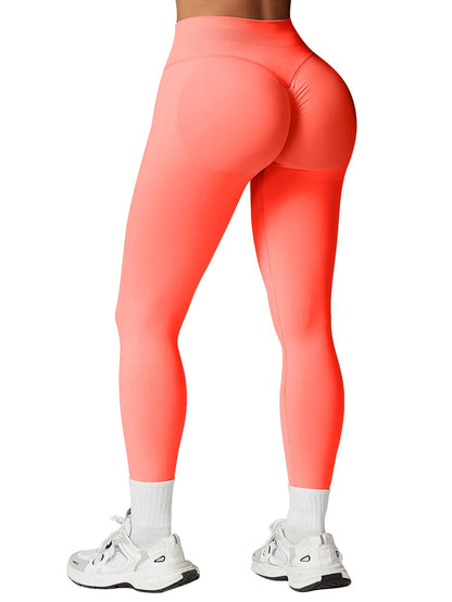 SENBAN Gym Leggings for Women: High Waisted Tummy Control Pants - Seamless Scrunch Butt Athletic Workout Leggings Coral Pink M