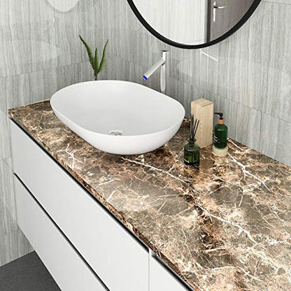 LACHEERY Dark Brown Marble Contact Paper for Cabinets Peel and Stick Wallpaper for Kitchen Countertops Removable Backsplash Self Adhesive Granite Wallpaper Counter Top Covers Old Furniture 15.8"x80"