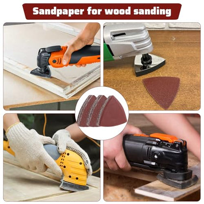 55Pcs Oscillating Tool Sanding Pad Triangle Sanding Pads Set 60/80/100/120/240 Multitool Sandpaper, Grit Fit for Finishing Wood Sanding Plaster