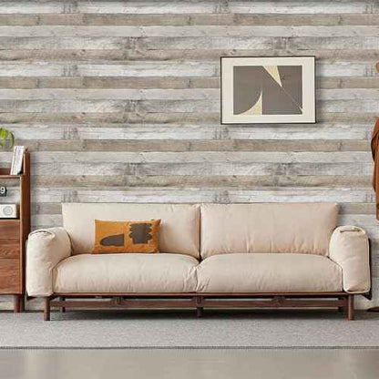 LXCREAT Faux Wood Butcher Block Contact Paper, Shiplap Peel and Stick Wallpaper Wooden Planks for Walls 17.5"X118", Natural Grey Self Adhesive Removable Rustic Wallpaper for Shelf Kitchen Decoration