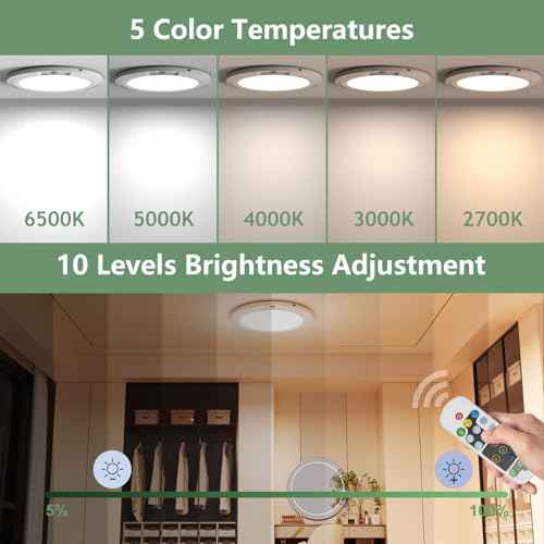 Battery Operated Motion Sensor Ceiling Light with Remote, USB Rechargeable Magnetic Closet Light 5 Color Temperatures Dimmable Timing Motion Activated Stairs Light for Pantry Porch- 2 Pack