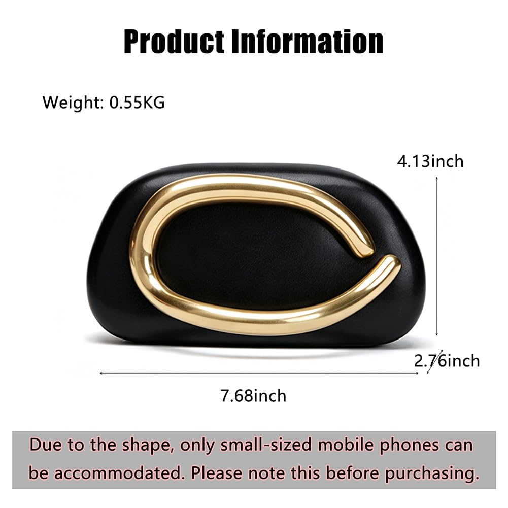 CUXVA Clutch Purses for Women Chic Pu Leather Evening Bag Formal Designer Metal Handle Handbags for Wedding Party Prom