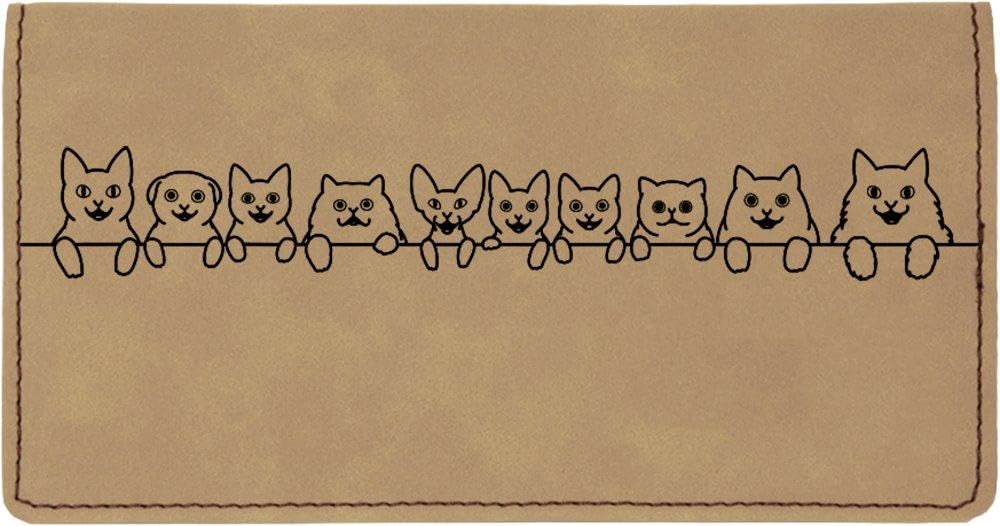 CAROUSELCHECKS Cat Tails Laser Engraved Leatherette Checkbook Cover