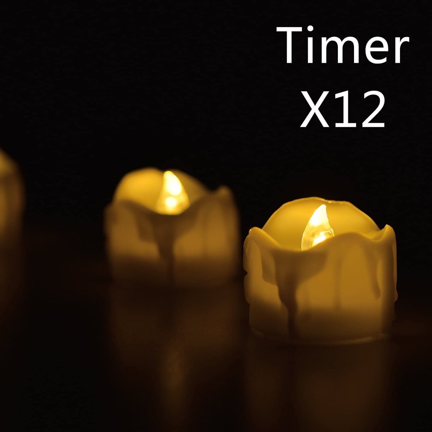 eLander LED Tea Lights Flameless Candle with Timer, 6 Hours on and 18 Hours Off, 1.4 x 1.3 Inch, Warm White, [12 Pack] (New Warm White)