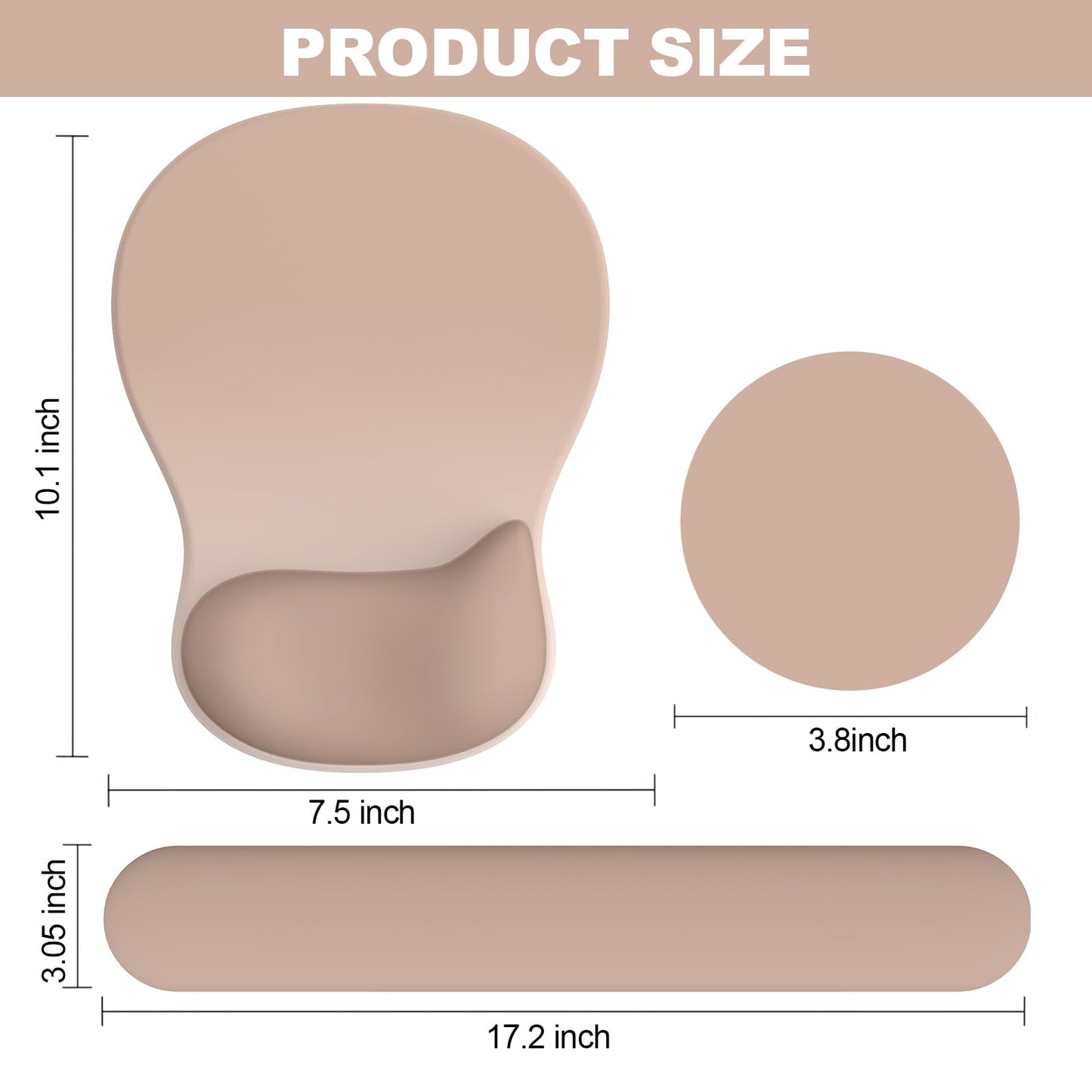 Ergonomic Mouse Pad with Wrist Rest and Keyboard Wrist Rest, Gel Mousepad and Wrist Rest for Computer Keyboard, Pain Relief, Non-Slip PU Base, Mouse Pad with Wrist Support for Gaming, Office, Brown