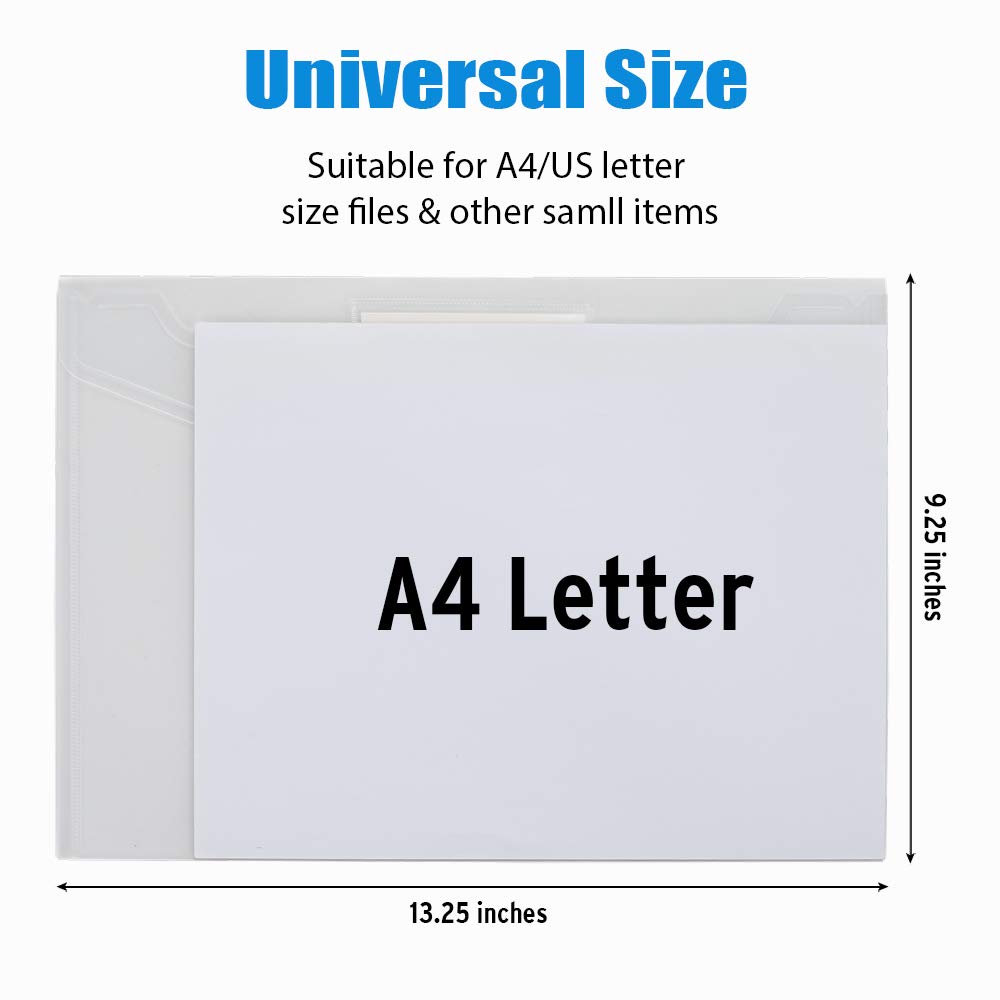 Sooez 24 Pack Plastic Envelopes Poly Envelopes, Clear Document File Folders US Letter A4 Size File Envelopes with Label Pocket for School Home Work Office Organization, Clear