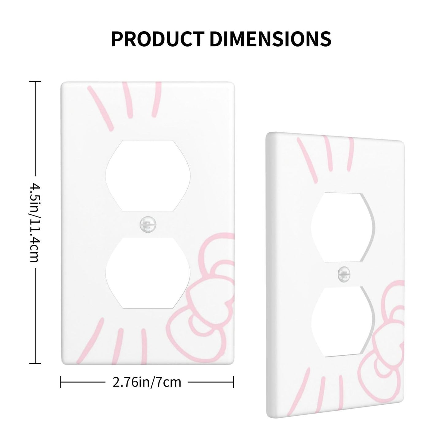 Cute Duplex Outlet Covers, Kawaii Wall Decor, Pink Light Switch Cover Wall Plate, Bedroom Decorative, for Fans Girls Kids Birthday Christmas Valentine's Day Gifts, White, 2pcs