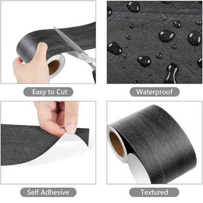 YENHOME 3"X590" Bathroom Mirror Frame Border Peel and Stick Wall Borders Peel and Stick Black Wood Wallpaper Border for Kitchen Bedroom Bulletin Board Wood Grain Tape Trim