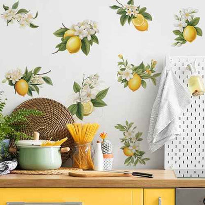 8 Pcs Lemons Wall Stickers, sacinora DIY Lemon Fruit Art Wall Decals Removable Vinyl Peel and Stick for Kitchen Dining Restaurant Bar Furniture Refrigerator Home Decor