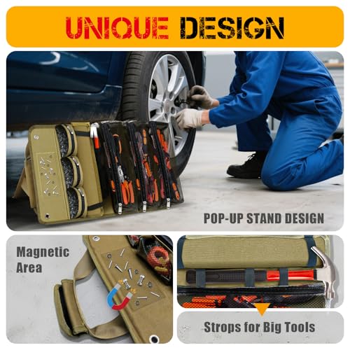 Roll Up Tool Bag Organizer: Father's Day Gift For Men, Dads, Mechanics, Electricians, Motorcycle Enthusiasts, Construction Workers, and Hobbyists - Gifts for Father's Day (Large)