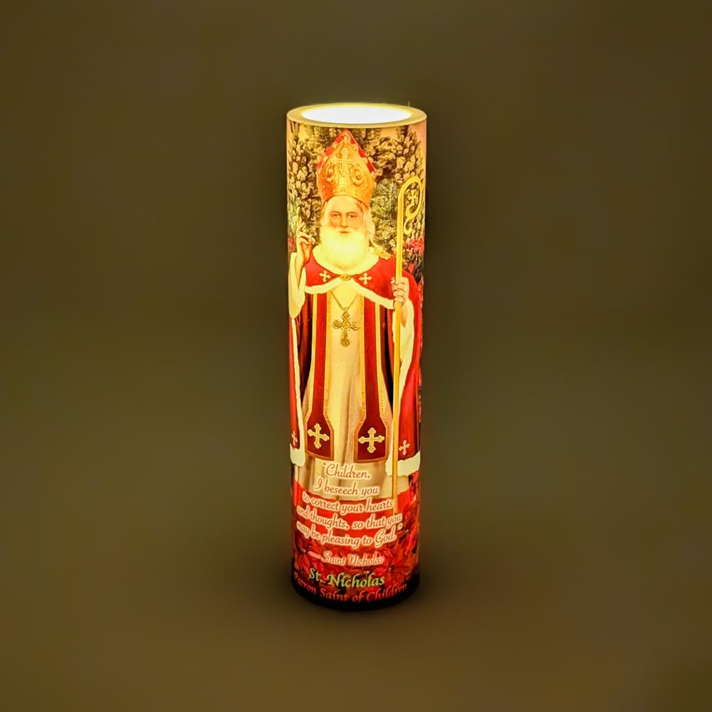 St Nicholas, LED Flameless Devotional Prayer Candle, THE SAINTS COLLECTION