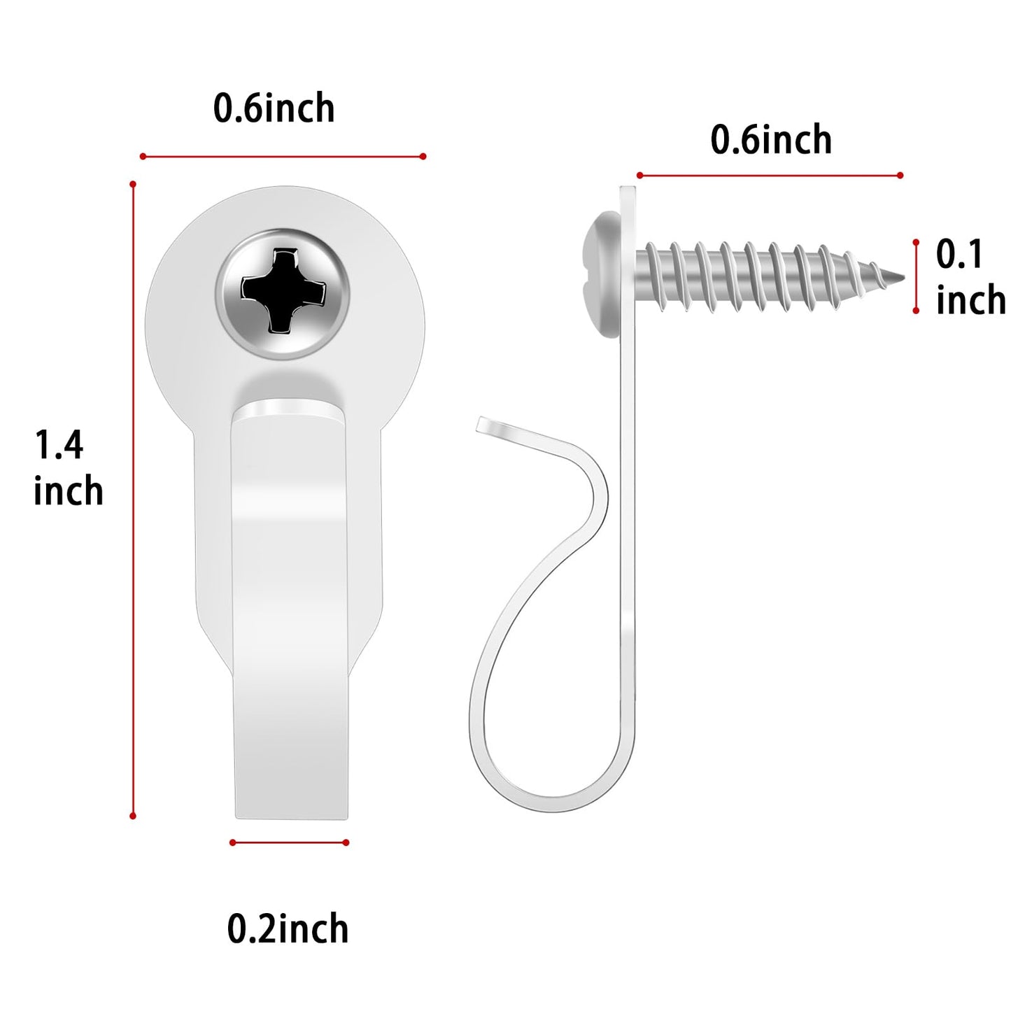 HiGift 36 Pack Light Hanger Hooks, White Stainless Steel Screw in Hook for Hanging Outdoor Lights, Rope Light Clips for Christmas and Holiday Decor, Wire and Fairy Led Lights