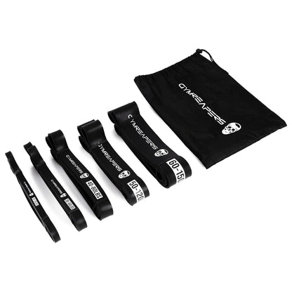 Gymreapers Resistance Bands for Working Out – Elastic Pull Up Exercise Assistance Bands Set for Powerlifting, Stretching, WOD, Strength Training – for Men & Women (5 Bands - Black Set)