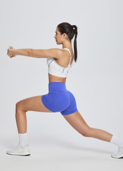 baleaf Gym Shorts Women 3" Biker Workout Yoga Spandex Running Volleyball Tummy Control Compression with Pockets Earth Blue XL