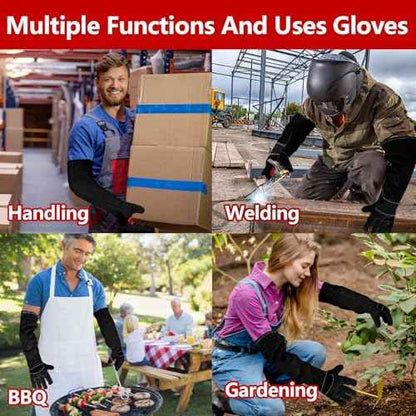 Animal Handing Gloves Bite Proof,Leather Welding Gloves,Multipurpose Puncture Proof Glove for Dog,Cat,Reptile,Snake