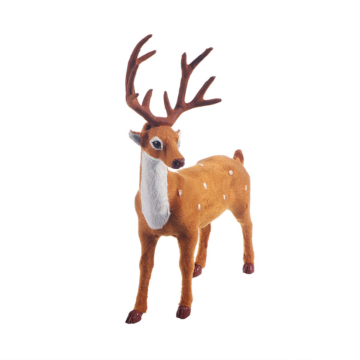 Generic Deer Decorative Figurine, Plastic Reindeer Sculpture Winter Christmas Decoration Elk Statue, Animal Figurine for Living Room, Office, Shop Window (15cm), Brown