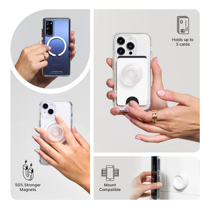 PopSockets Phone Grip for MagSafe with Kickstand, Magnetic Stand, Swappable Top, Secure Hold for iPhone MagSafe Cases, Phone & Tablet Grip - Clear