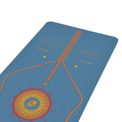 Liforme Printed Yoga Mat Collection - Free Yoga Bag Included - Patented Alignment System, Warrior-like Grip, Non-Slip, Eco-friendly, Sweat-resistant, Long, Wide and Thick for Comfort (Radiant Sun-Blue)