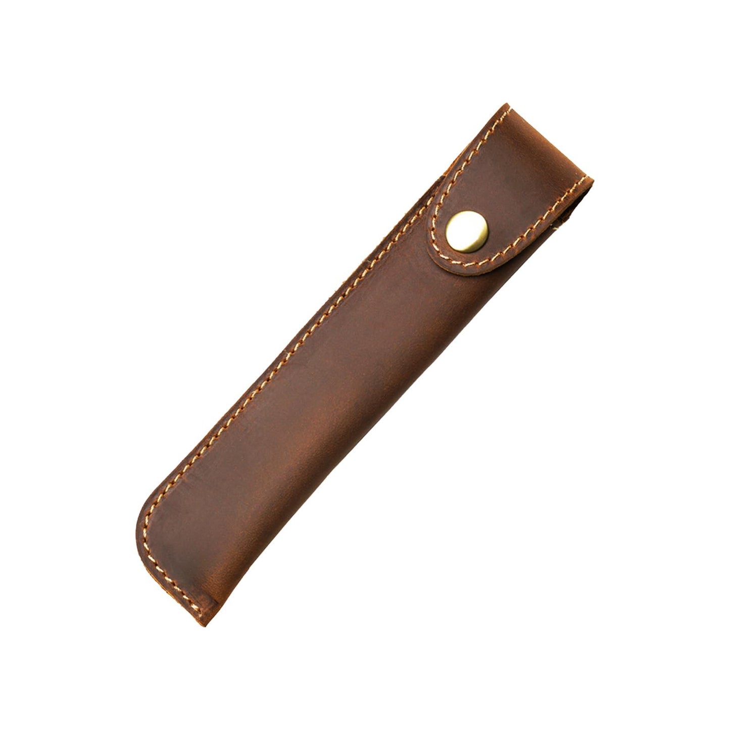 Yeedonzo Handmade Genuine Leather Pen Case Holder, Brown Single Fountain Pen Holder, Vintage Pen Case for Pens, Pencils & Ballpoints